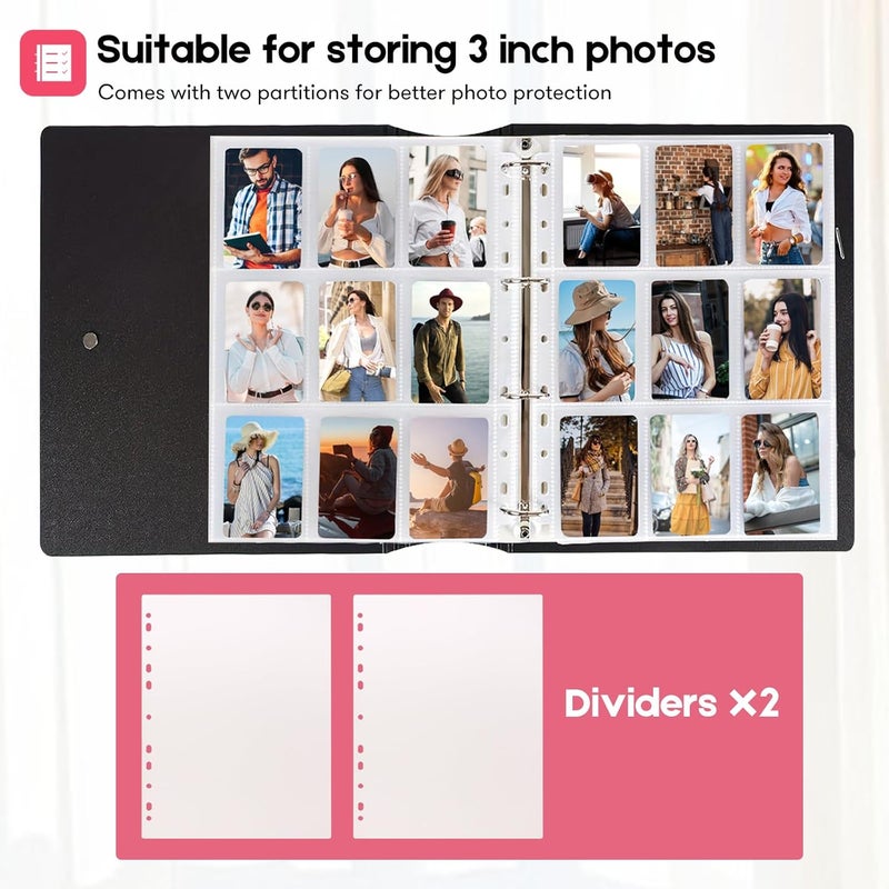 Tugle A4 Kpop Photocard Binder with 25 Pages 9 Pocket, 2x3 inch Kpop Photocard Holder Book, Photo Album for Fujifilm Instax Mini Camera Polaroid Printer Photo Film (White) - Image 5